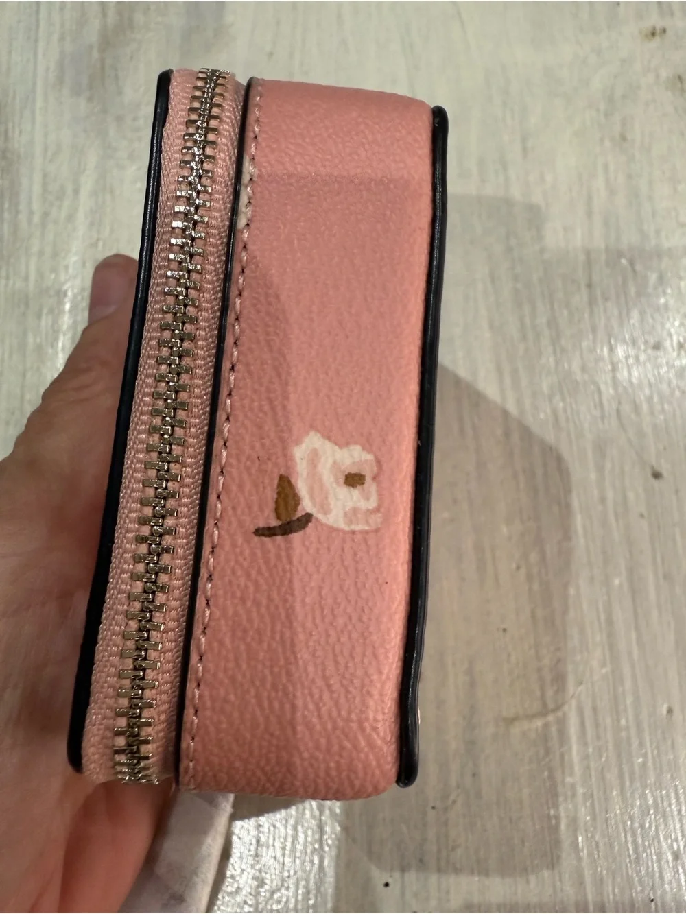 COACH Pink Floral Leather Zip Pill Case - Picture 6 of 9